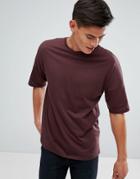 Kiomi Drop Shoulder T-shirt In Burgundy - Red