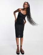 Brave Soul Sass Slinky Cowl Neck Body-conscious Dress In Black