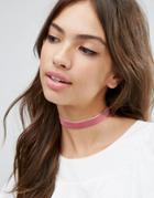 Asos Basic Velvet Choker Necklace - Pink