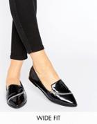 Asos Marcella Wide Fit Pointed Zip Detail Flat Shoes - Black