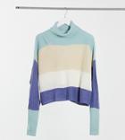 In The Style Plus X Billie Faiers Stripe Cropped Knitted Sweater In Blue Multi