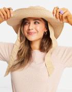 Pieces Fisherman Bucket Hat In Beige Whimsy Floral-multi