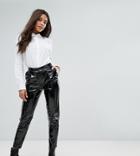 Missguided Vinyl High Waisted Pants - Black