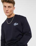 Lacoste Small Inside Croc Logo L/s Top In Navy