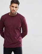 New Look Long Sleeve Waffle Knit Top In Burgundy - Gray