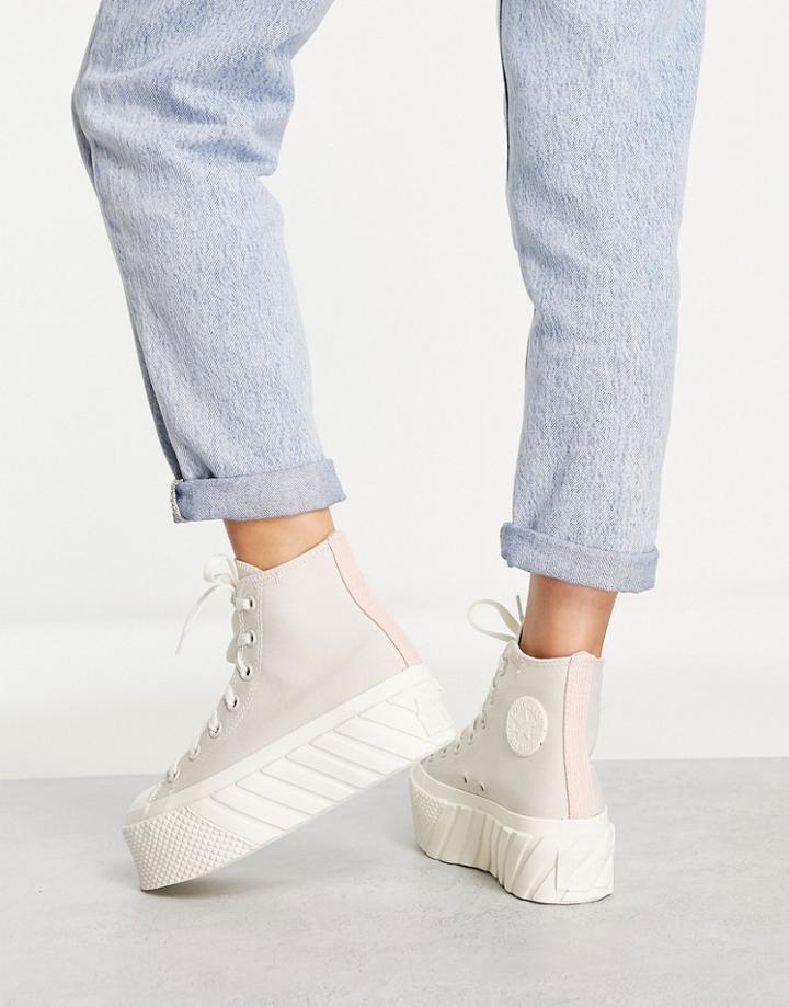 Converse Chuck Taylor All Star Hi Lift 2x Ideal Craft Canvas Platform Sneakers In Desert Sand-neutral