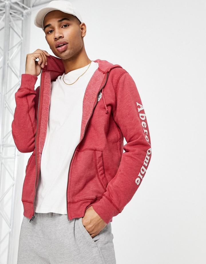 Abercombie & Fitch Zip Through Hoodie In Burgundy-red