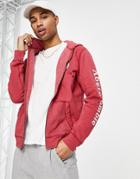 Abercombie & Fitch Zip Through Hoodie In Burgundy-red