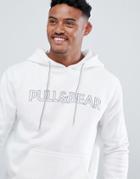 Pull & Bear Hoodie In White With Logo - White