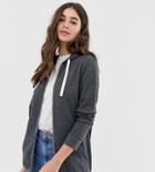 Asos Design Tall Zip Through Hoodie In Charcoal - Gray