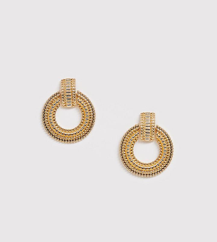 Monki Ribben Hanging Hoops In Gold - Gold