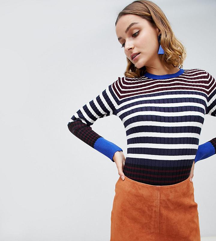 Warehouse Rib Sweater In Stripe - Multi