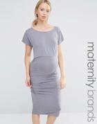 Isabella Oliver Short Sleeve Ruched Bodycon Dress - Gray