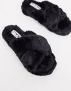 Simmi London Fluffy Slippers In Black