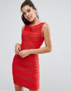 Michelle Keegan Loves Lipsy Ripple Texture Bodycon Dress - Red