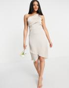Tfnc Bridesmaid One Shoulder Midi Dress In Mink-pink