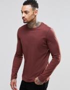 Asos Long Sleeve T-shirt With Crew Neck In Rust - Brown