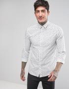 Noose & Monkey Skinny Shirt In Heart Print - White