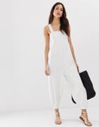 Asos Design Minimal Strappy Jersey Jumpsuit - White