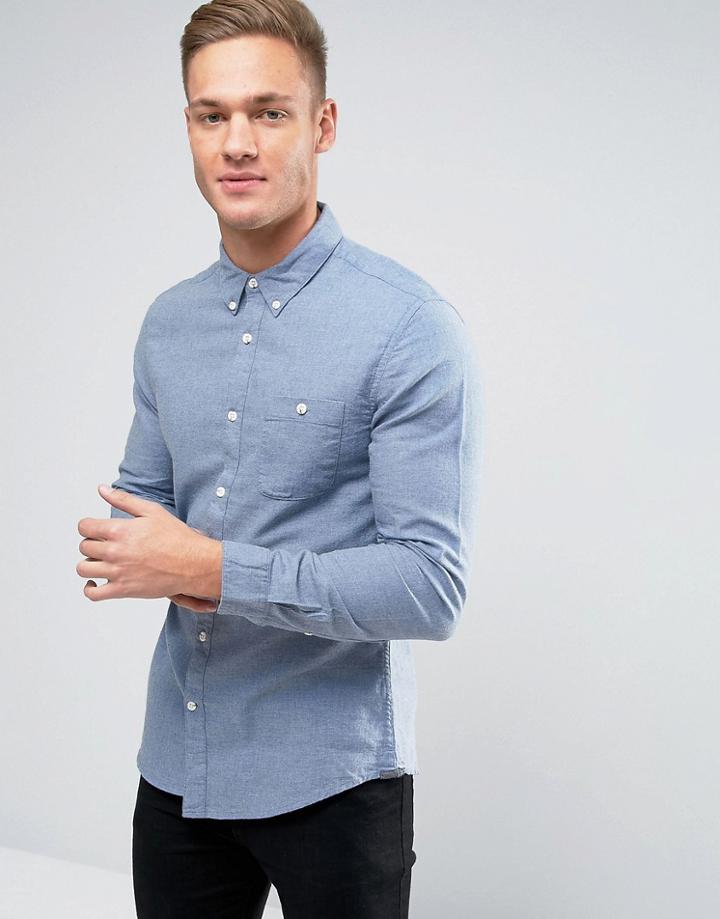 Burton Menswear Slim Shirt With Pocket - Blue