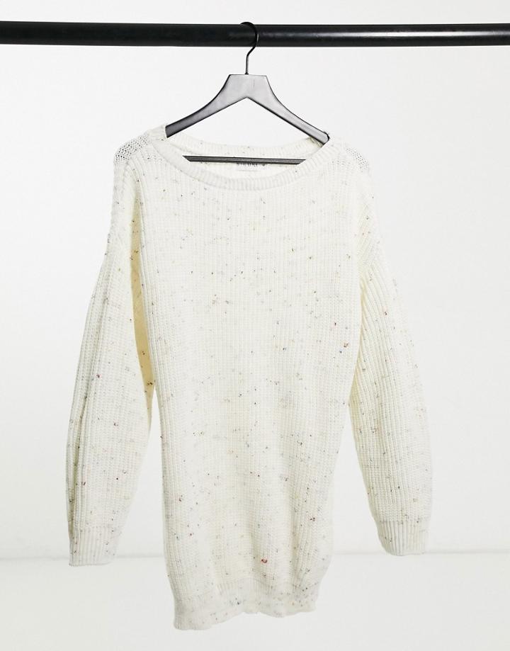 In The Style X Jac Jossa Sweater Dress With Off-shoulder Neckline In Cream-white