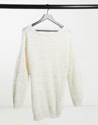 In The Style X Jac Jossa Sweater Dress With Off-shoulder Neckline In Cream-white