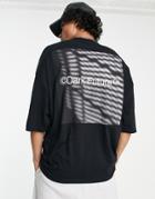 Asos Dark Future Oversized T-shirt With Back Photographic Print In Black
