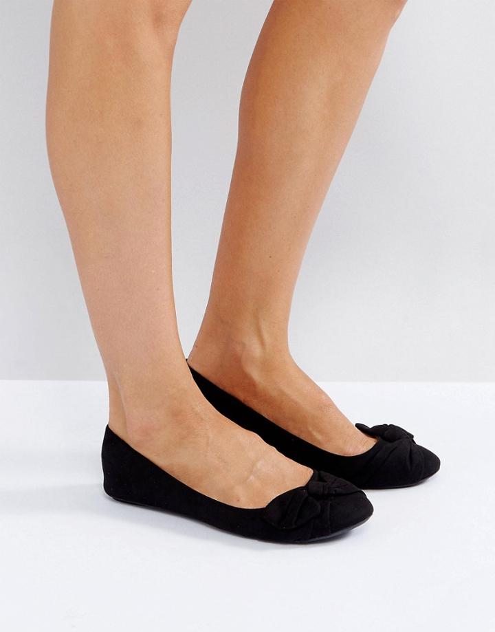 Park Lane Oversized Bow Flat Ballerina - Black