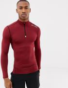First Baselayer Half Zip Long Sleeved Top - Red