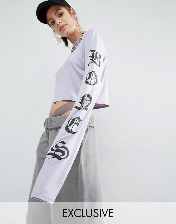 Bones Long Sleeve Top With Super Sized Sleeves - Purple