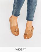 Dune Wide Fit Loki Tan Leather Mix Loafers - Tan