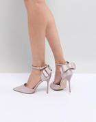 Chi Chi London Bow Back Heels In Satin - Pink