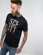 Schott T-shirt With Camo - Black