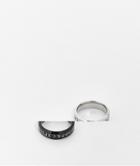 Svnx 2 Pack Of Rings In Gunmetal And Silver With Symbols-multi
