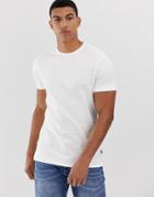 Jack & Jones Premium T-shirt In Texture Stripe Panel - White