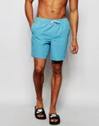 Asos Mid Length Swim Shorts In Light Blue - Blue