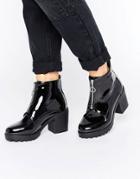New Look Patent Zip Up Chunky Boot - Black