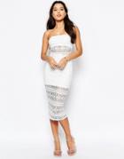 Missguided Crochet Lace Bandeau Midi Dress - White