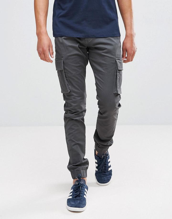 Only & Sons Cargo Pants With Cuffed Hem - Gray