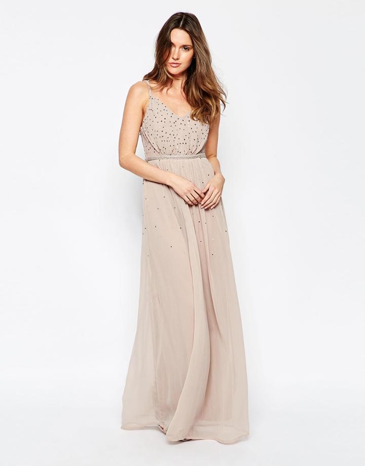 Vila Maxi Dress With Embellished Detail - Etherea