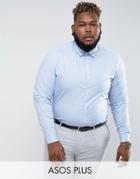 Asos Plus Slim Shirt In Blue - Blue