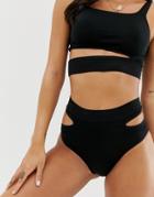 Asos Design Allonia Seamfree Cut Out High Leg Pant - Black