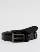 Smith And Canova Leather Skinny Belt In Black High Shine