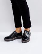 London Rebel Zip Front Flatform Shoe - Black
