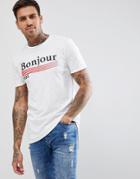 Boohooman T-shirt With Bonjour Print In White - White