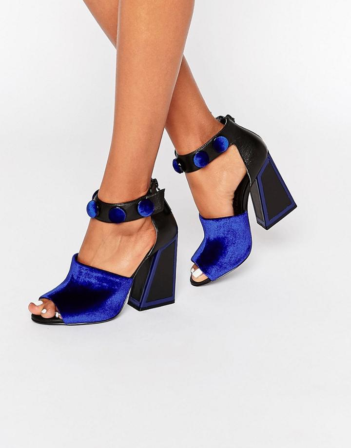 Kat Maconie Sadie Blue Velvet Heeled Sandals - Blue