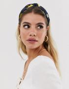 Asos Design Headband With Twist Front In Tie Dye Scarf Print-multi