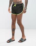 Asos Swim Shorts With Extreme Side Split In Black With Side Mesh Detail In Super Short Length - Black