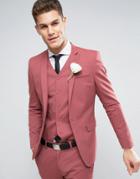 Asos Wedding Skinny Suit Jacket In Berry - Pink