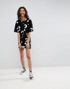 Asos V Back T-shirt Dress In Question Mark Print - Multi